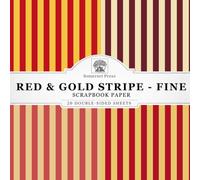 Red & Gold Stripe Scrapbook Paper - Fine: 20 Double-Sided Sheets for Scrapbooking, Junk Journals, Card Making, Decoupage, Origami, Paper Crafts, DIY Projects and Mixed Media