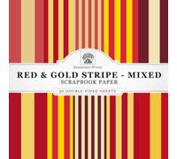 Red & Gold Stripe Scrapbook Paper - Mixed: 30 Double-Sided Sheets for Scrapbooking, Junk Journals, Card Making, Decoupage, Origami, Paper Crafts, DIY Projects and Mixed Media