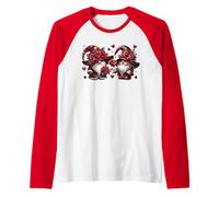 Red Gothic GNOME Couple for Women And Men Valentines Maglia con Maniche Raglan