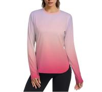 Red Gradient Modern Art - Camicia da sole da donna, con protezione UV UPF 50+, leggera, ad asciugatura rapida, a maniche lunghe, protezione contro i raggi UV, Arte Moderna Gradiente Rosso, L