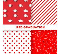 Red Graduation Scrapbook Paper: Class of 2026 Craft Paper Pack with Graduation Caps, Blue and White Stripes, Confetti and Red Polka Dot Patterns | 8.5 ... Card Making and DIY Party Decorations