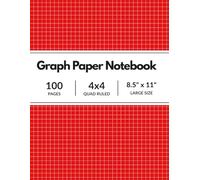 Red Graph Paper Notebook: Grid Compostion Book for Math, Science, Engineering Students / 4x4 Quad Ruled, 120 Pages, 8.5 x 11 (Large Sheets)