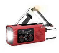 (Red) Hand Crank Weather Radio for Emergency with Mobile Phone Charging Function Portable Small Radio Natural disasters