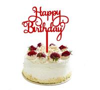Red Happy Birthday Cake Topper, decorazioni per feste di compleanno, decorazioni fai da te