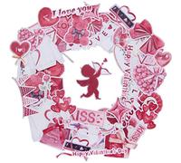 Red Happy Valentine's Day Adesivi Cool Sweet Love Romantic Sticker Pack (56 pezzi) per computer portatile Pad MacBook Bagagli Scrapbboking Craft Gift Post Card Mug Vacuum Flask Journal Decor Lettera