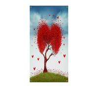 Red Hart con albero porta anteriore copertine banner porta di benvenuto grande sfondo divertente banner decorazioni per appendere interni ed esterni e buoni regali di primavera per gli amici