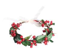 Red Headband, Flower Crown, Christmas Crown, Boho Berry Headband, Red Berry Headband Christmas-Themed Flower Crown Boho Handmade Design Lightweight and Vibrant Red Berry Details