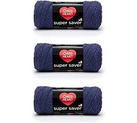 Red Heart, Confezione da 3 matasse di filato acrilico Super Saver, da 141 g, 4 medio (pettinato), 332,8 metri, per maglia/uncinetto, blu (Denim)