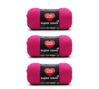 Red Heart, Confezione da 3 matasse di filato acrilico Super Saver, da 198 g, 4 medio (pettinato), 332,8 m, per maglia/uncinetto, rosa shocking