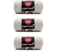 Red Heart, Confezione da 3 matasse di filato acrilico Super Saver, da 198 g, 4 medio (pettinato), 332,8 m, per maglia/uncinetto, beige (Oatmeal)