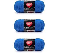 Red Heart, Confezione da 3 matasse di filato acrilico Super Saver, da 198 g, 4 medio (pettinato), 332,8 m, per maglia/uncinetto, blu elettrico (Delft)