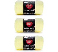 Red Heart, Confezione da 3 matasse di filato acrilico Super Saver, da 198 g, 4 medio (pettinato), 332,8 metri, per maglia/uncinetto, giallo paglierino