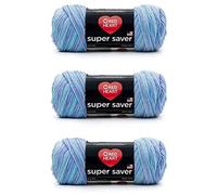 Red Heart, Confezione da 3 matasse di filato Super Saver, azzurro, blu, malva screziato (Ocean)