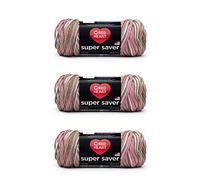 Red Heart, Confezione da 3 matasse di filato Super Saver, rosa, bianco, marrone, verde militare (Camo)