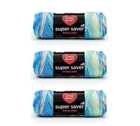 Red Heart, Confezione da 3 matasse di filato Super Saver, variegato giallino, azzurro, lilla (Stillwater)