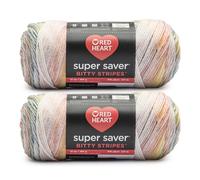 Red Heart Super Saver Bitty Stripe Rainbow Mist Filato - 2 confezioni da 283 g - 100% acrilico - # 4 pettinato (medio) - 500 metri - per maglia/uncinetto