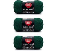 Red Heart, Super Saver, confezione da 3 matasse di filato acrilico, da 198 g, 4 medio (pettinato), 333 m, per maglia/uncinetto, verde cacciatore
