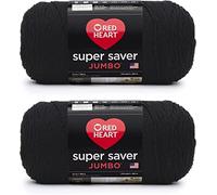 Red Heart Super Saver Jumbo - Filato nero - 2 confezioni da 396 g/14 oz - Acrilico - 4 Medium (pettinato) - 700 metri - per maglia/uncinetto