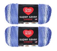 Red Heart Super Saver Jumbo Ombre Filato, confezione da 2 da 283 g, acrilico, 4 medio (pettinato), 440 metri, per maglia/uncinetto, blu