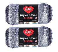 Red Heart Super Saver Jumbo Filato, Acrilico, Ombre Antracite, 2 pezzi