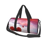 Red Heart Tree - Borsone rotondo da viaggio con stampa a forma di albero e cuore, borsa da palestra, borsa da allenamento, nera, taglia unica, Nero , Taglia unica
