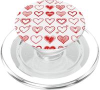 Red Hearts Love Doodle Pattern Cupid Arrow Valentine PopSockets PopGrip per MagSafe
