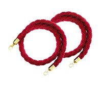 Red Hemp Braided Queen Barrier Ropes,2 Packs 1-10ft Stanchion Twisted Rope, Barrier Ropes with Hooks for Hotel, Concerts, Theater(100cm/3.3ft)