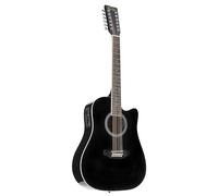 Red Hill AF-8A8C12-BK 12-String Electro-Acoustic Guitar Black High Gloss - Chitarra acustica a 12 corde