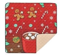 Red Hot Cocoa & Gingerbread Christmas Design Large Stylish Baby Playmat for Floor One Piecing Baby Kick Crawling Mat for Baby Kids Toddlers Neonati, 127 x 127 cm