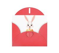 Red HYTTER - Biglietto di auguri per Natale, compleanni e anniversari, motivo: coniglietto che gioca a nascondino