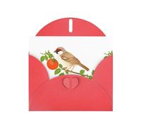 Red HYTTER - Biglietto di auguri per Natale, compleanni e anniversari, motivo: passero su vite di pomodoro