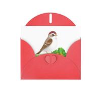 Red HYTTER - Biglietto di auguri per Natale, compleanni e anniversari, motivo: passero sulle verdure