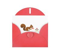 Red HYTTER - Biglietto di auguri per Natale, compleanni e anniversari, motivo: scoiattolo ruba torta