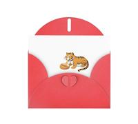 Red HYTTER - Biglietto di auguri per Natale, compleanni e anniversari, motivo: tigre che mangia pane