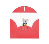 Red HYTTER - Biglietto di auguri per Natale, compleanni e anniversari, motivo: topolino ruba olio