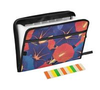 Red Indigo Morning Glory Abstract Flowers Organizer con Tasca 13 Tasche Formato Lettera A4 con Chiusura a Cerniera per Forniture per Ufficio Fisarmonica Cartella File Espansione Espansione Espansione