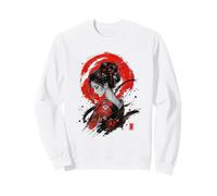 Red Ink Serenity Kimono Ritratto Stile Giapponese Art Design Felpa