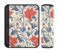 Red Iris Flowers Blue Leaves Bohemian Style 2 Pack auto cinture di sicurezza copre il collo e le spalle per la protezione dell'aereo para cinturón de carro