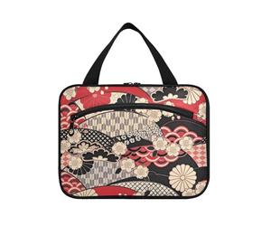 Red Japanese Zephyr Cherry Blossoms Hanging Kit da barba Borsa da viaggio con gancio, borsa da toeletta lavabile di design per viaggio Must Haves WC estuche para maquillaje L