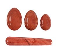 Red Jasper Drilled Yoni Egg Set 100% Natural Precious Gemstone Kegel Exerciser Yoni Wand Jade Eggs Red Stone Massage Balls,Undrill Set No Box