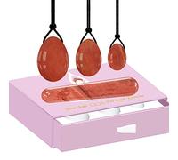 Red Jasper Yoni Egg Yoni Wand Set Natural Jade Massage Ball Muscles Tightening Kegel Exercise Stone Massage Tool, forato con scatola decorazione della stanza (Color : Rot)