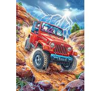 Red Jeep in A Stormy Forest Rompicapo 1000 Pezzi Impossibile Per Esperti Science Fiction Magical Dream Cartone Di Alta Qualità Senza Sbavature Per Collezionisti Edizione Limitata Con Poster Incluso 10