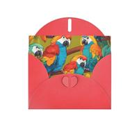 Red JKIEGOQ - Biglietto di auguri con due pappagalli colorati, 10,2 x 15,2 cm, per Natale, San Valentino, matrimonio, inviti per feste