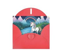Red JKIEGOQ - Biglietto di auguri con stampa di unicorni che corrono 10,2 x 15,2 cm, per Natale, San Valentino, matrimonio, inviti per feste