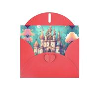 Red JKIEGOQ Classical Castle Prints, biglietto di auguri 10,2 x 15,2 cm, per Natale, San Valentino, matrimonio, inviti per feste