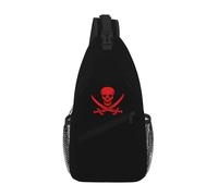 Red Jolly Roger Skull Crossed Unisex Borsa A Tracolla Leggera Sling Bag Piccolo Borsa Monospalla Per Treeking Campeggio Trekking Lavoro