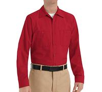 Red Kap Industrial Work Shirt, Regular Fit, Long Sleeve Camicia Button Down da Lavoro, Rosso, 4XL Uomo