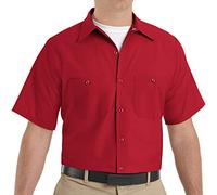 Red Kap Industrial Work Shirt, Regular Fit, Short Sleeve Camicia Button Down da Lavoro, Rosso, 4XL Uomo