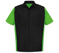 Red Kap Short Sleeve Two-Tone Crew Shirt Camicia, Nero/Lime, XL Unisex-Adulto