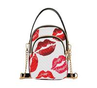 Red Kiss Marks - Portafoglio a tracolla da donna, colore: bianco